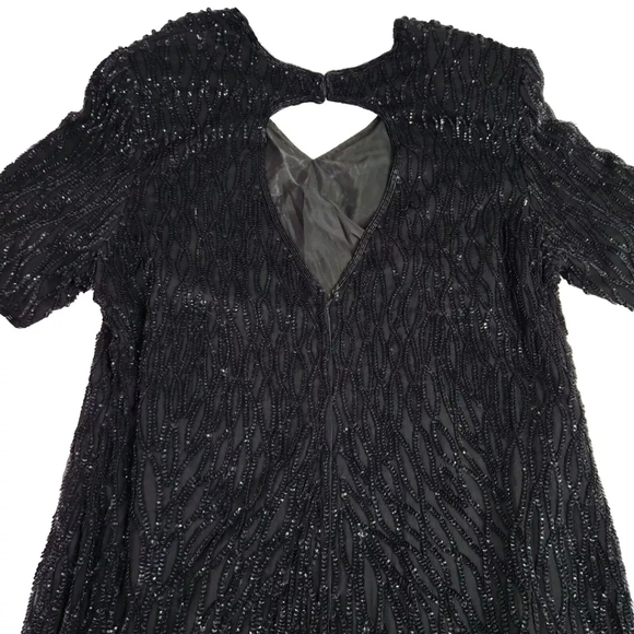 NEW Vintage Mark & John by B2 Womens Silk Sequin Black Cocktail Evening Dress 1X - Picture 3 of 14